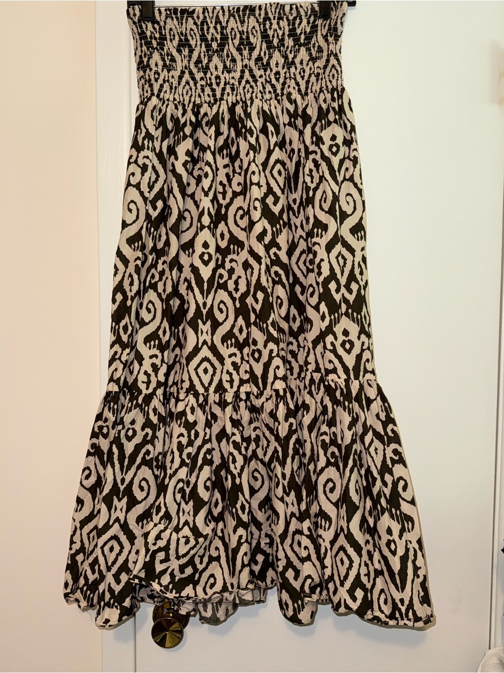 Zara Brown and Cream Ikat Smocked Maxi Skirt - Picture 4 of 5